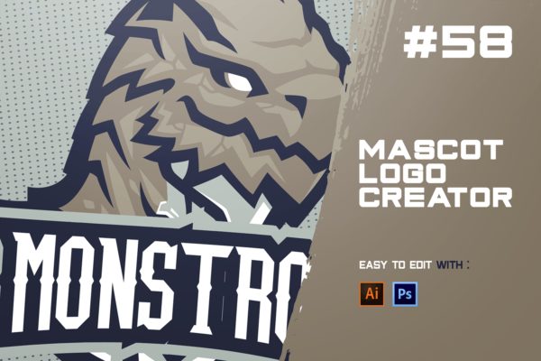 卡通怪兽电子竞技Logo模板 MONSTRO – E-Sportst Logo Creator