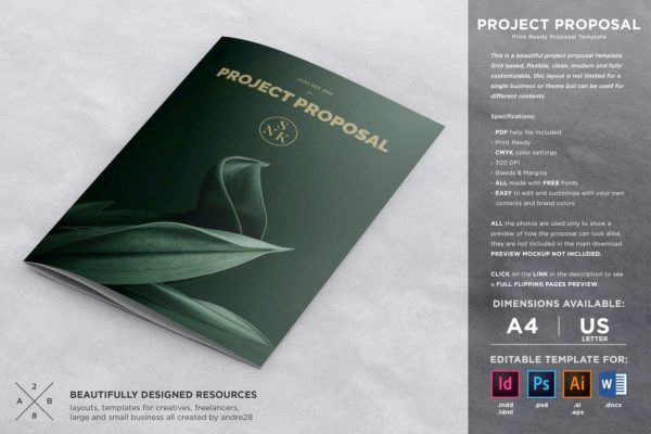 项目建议书合同&发票排版设计模板 Project Proposal Contract & Invoice Template