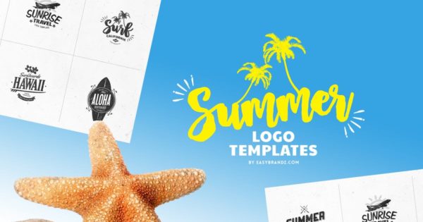 复古夏季元素Logo设计模板 Summer Logo Templates