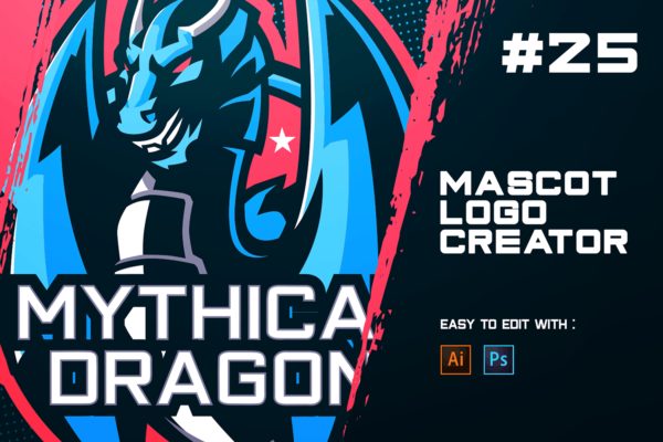 冰龙电子竞技Logo设计模板 DRAGON – E-Sports Logo Creator