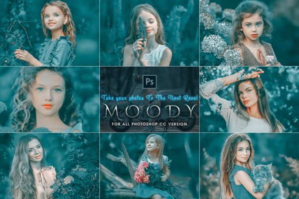 梦幻童话风儿童摄影Photoshop动作 Moody Photoshop Actions