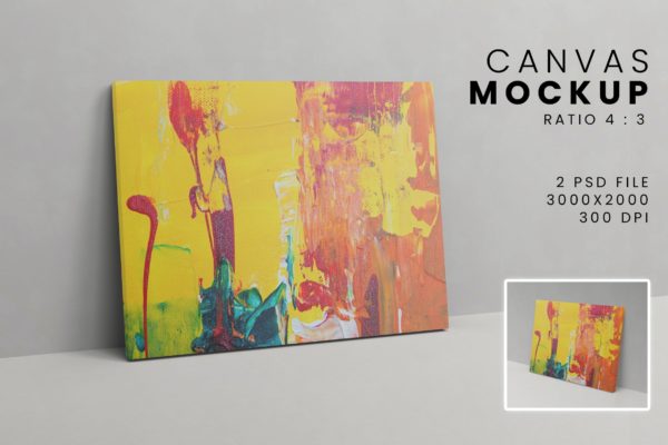 油画作品展示画布相框样机模板v1 Canvas Mockup Vol 1
