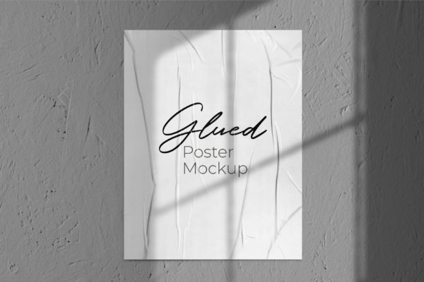 胶合粘贴海报展示样机设计模板 Glued Poster Mockup