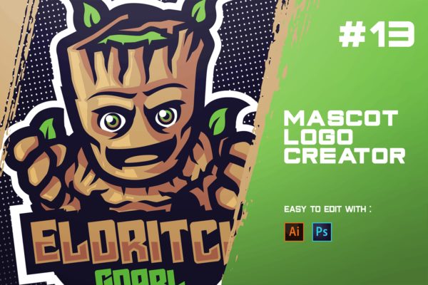 树人格鲁特电子竞技Logo设计模板 GNARL – E-Sports Logo Creator