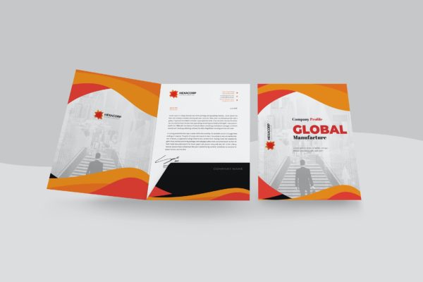 A4文件夹&信头信纸设计样机v2 A4 Folder Map and Letterhead Mockup