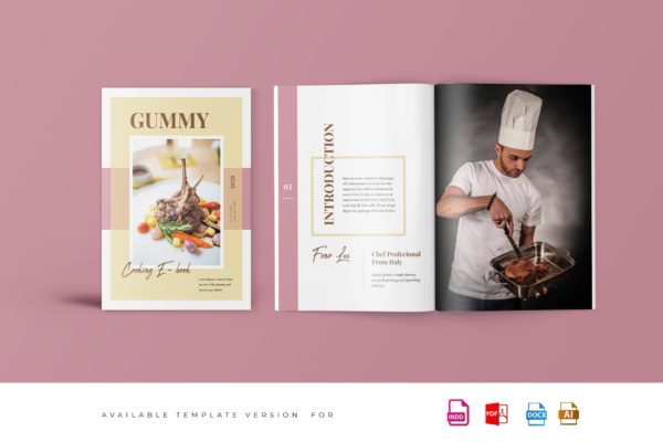 烹饪厨房杂志版式设计模板 Gummy – Cooking Book Magazine Template