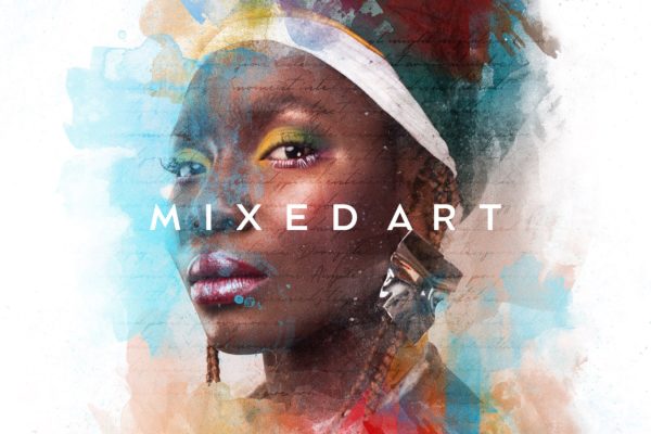水彩文字混合艺术照片效果样式 Mixed Art Photo Effect