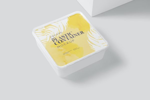 方形透明塑料容器样机psd模板 Square Clear Plastic container Mockups