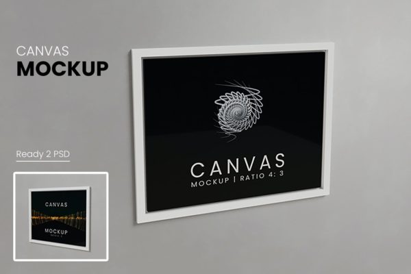 纯白画布相框样机模板v2 Canvas Mockup Vol 2