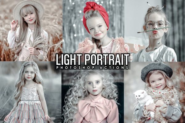 浅白色调照片处理PS动作 Light Portrait Photoshop Actions