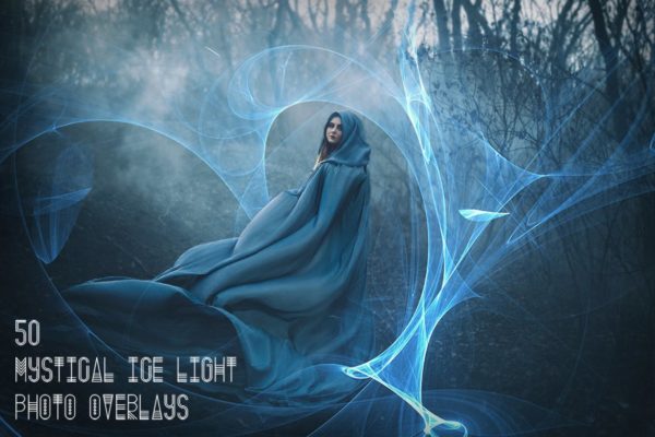 50个神秘寒冰光效照片叠层背景素材 50 Mystical Ice Light Photo Overlays