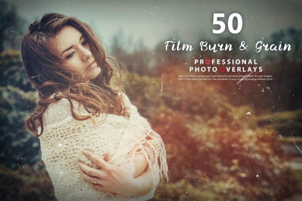 50个划痕老电影照片叠层背景素材 50 Film Burn & Grain Photo Overlays