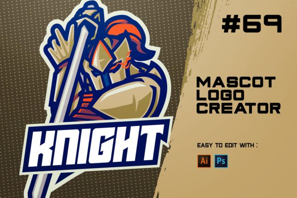 剑骑士电子竞技Logo设计模板 KNIGHT – E-Sports Logo Creator