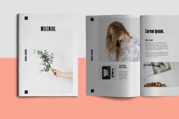 16页企业合作案例/产品目录画册设计模板 Millenial – Brochure Template