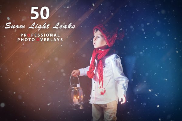 50个白雪漏光照片叠层背景素材 50 Snow Light Leaks Photo Overlays