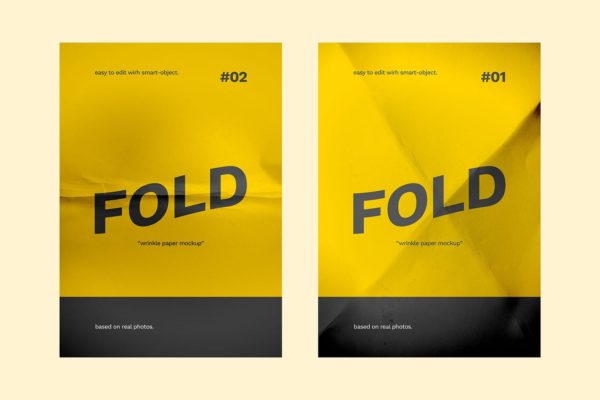 折痕纸张宣传单效果图展示样机v1 Flyer Paper Fold Mockup