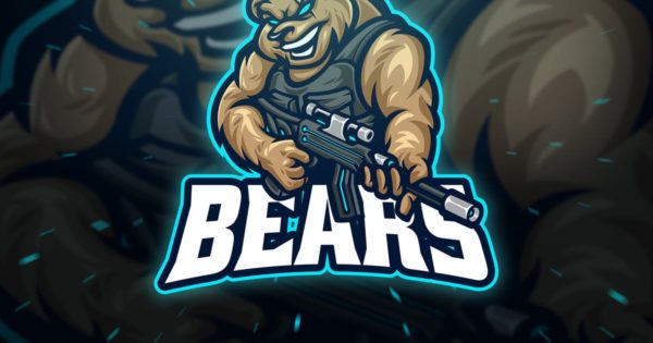 熊狙击手运动&电子竞技Logo设计模板 Bears Sniper Sport and Esport Logo