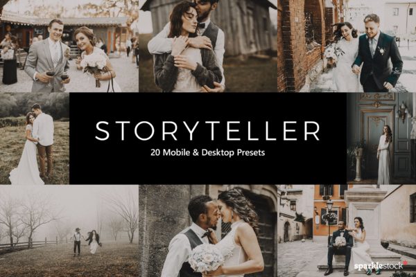 20款复古婚礼照片滤镜LR预设+LUT预设 20 Storyteller Lightroom Presets & LUTs
