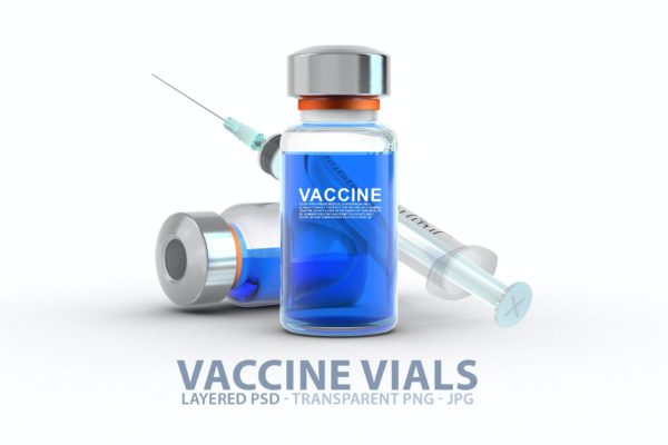 注射液玻璃瓶标签设计样机 Vaccine Vials with Labels PSD Mockups