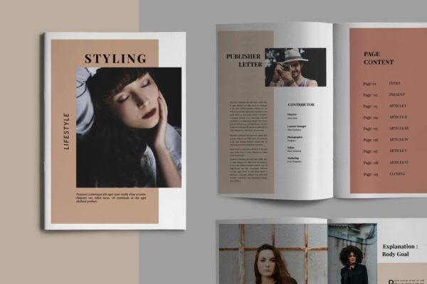 16页摄影/时尚行业适用作品展示画册设计模板 Styling Fashioned – Brochure