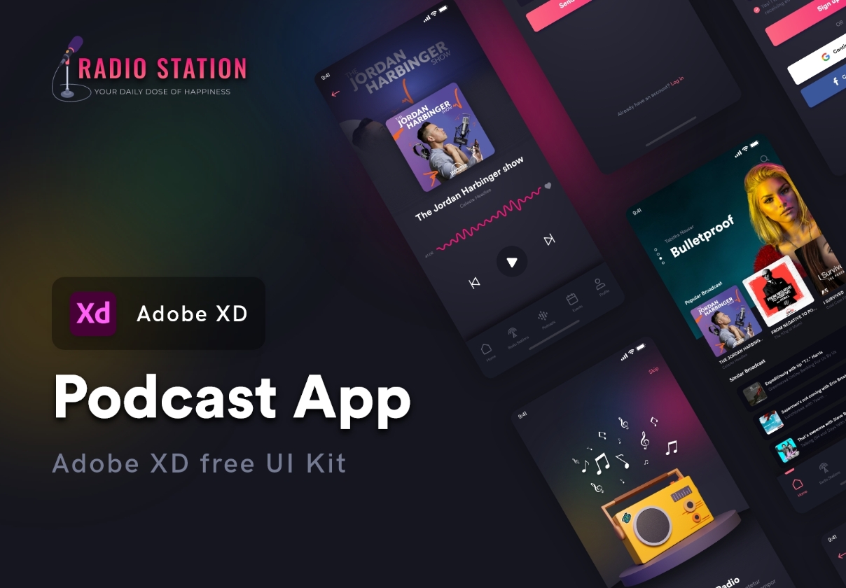 Podcast App free UI kit