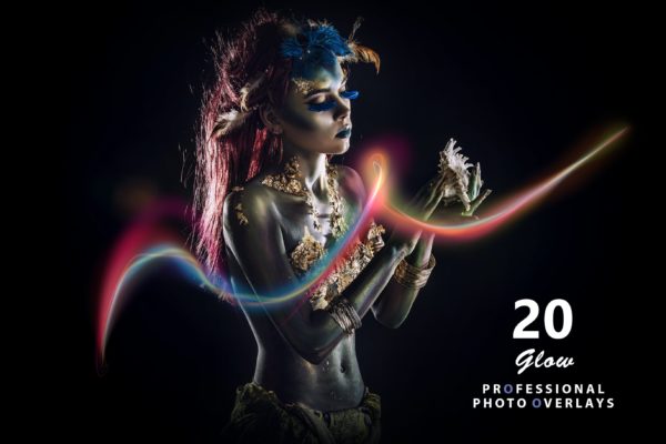 20个多彩辉光效果照片叠层背景素材 20 Glow Photo Overlays