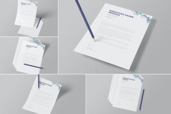 行政办公文件尺寸纸张样机 Executive Size Paper Mockups