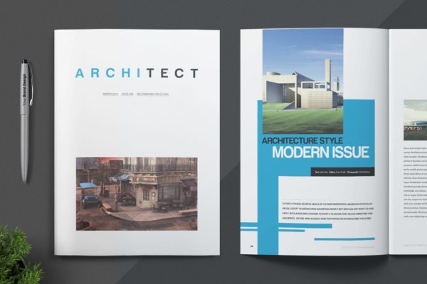 专业建筑杂志版式设计模板 Magazine Template