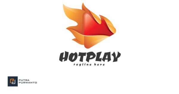 抽象火焰播放器Logo设计模板 Hot Play – Logo Template