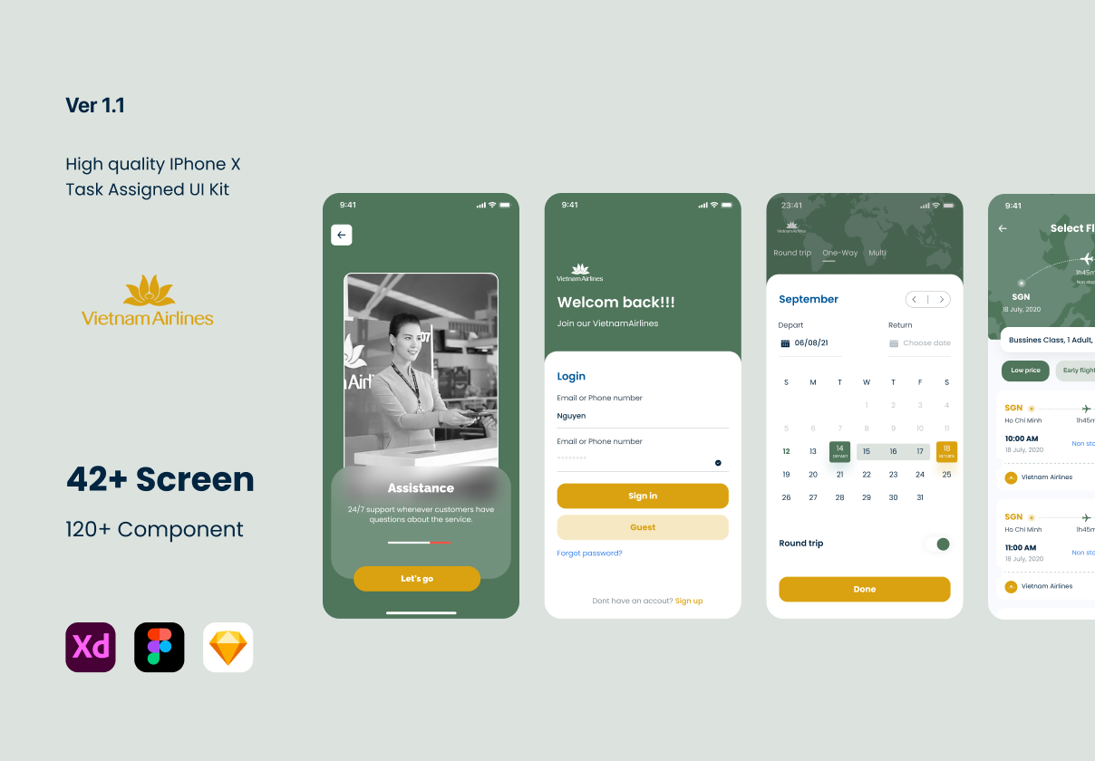 VietnamAirlines – Booking Flight App UI Kit