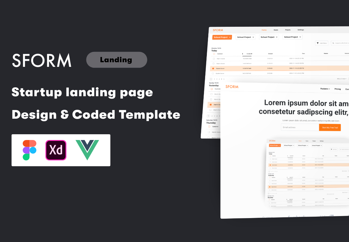 Sform – Figma, XD and VueJS Template