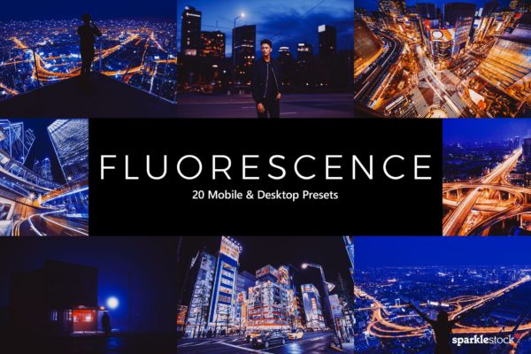20款城市夜景照片修图LR预设+LUT预设 20 Fluorescence Lightroom Presets & LUTs