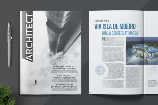 建筑设计主题杂志设计模板 Magazine Template