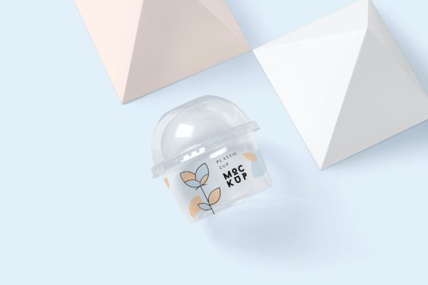 透明塑料冰淇淋杯包装设计样机图素材 Transparent Plastic Ice Cream Cup Mockups