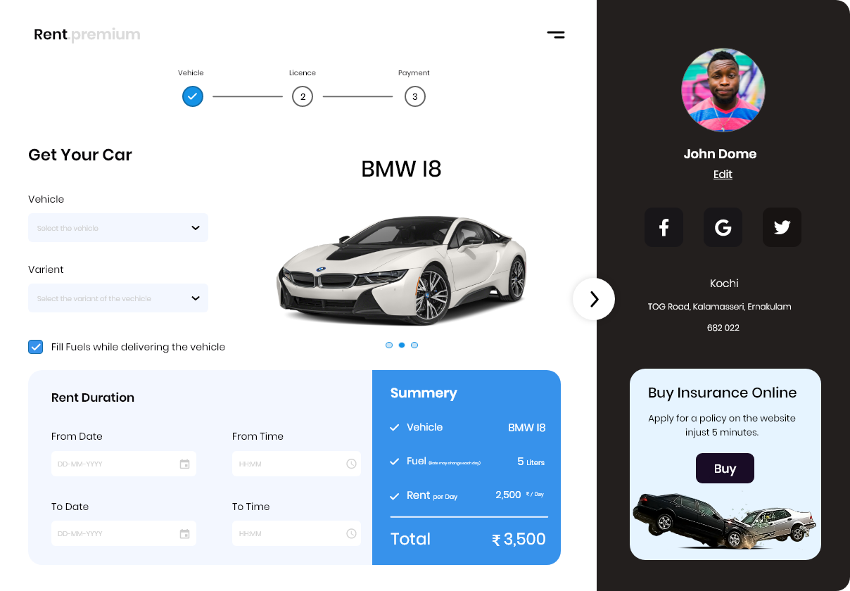 Premium Car Rent Landing Page
