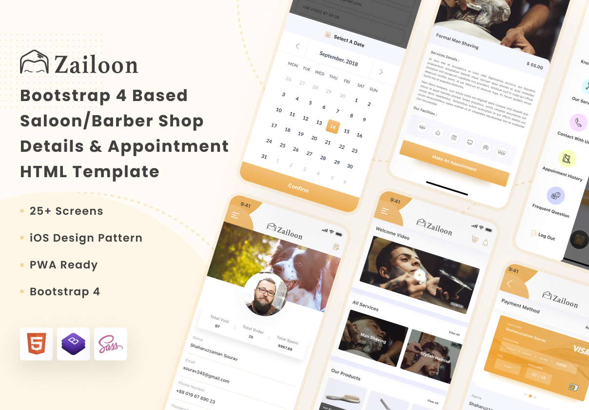 Bootstrap 4 Based Saloon App HTML Template