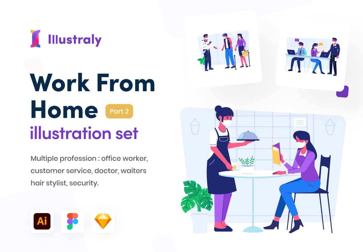 Illustraly – Work from Home Illustration set 2