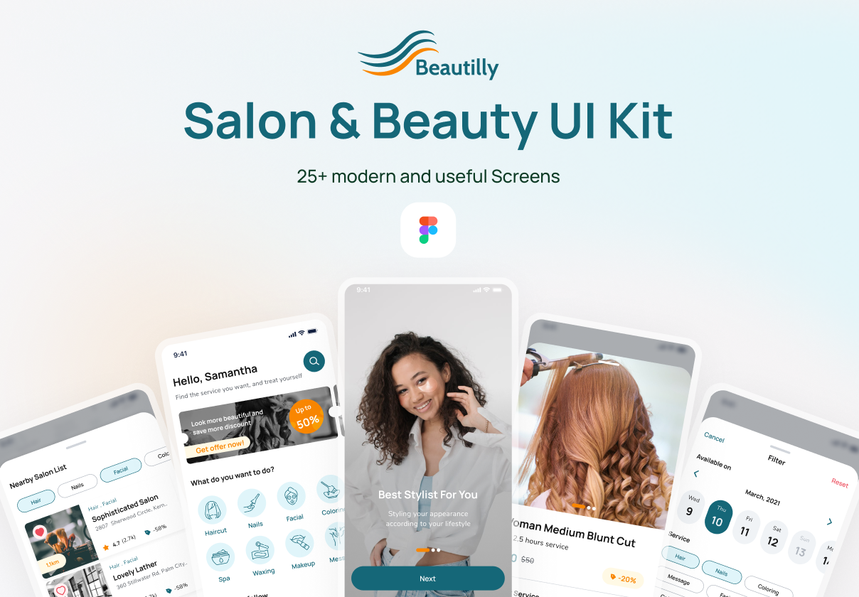 Beautilly App – Salon & Beauty UI Design Kit