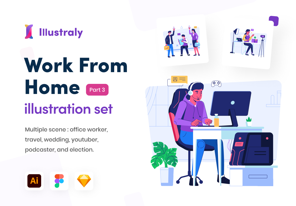 Illustraly – Work from Home Illustration set 3