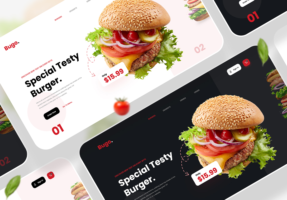 Bugo.- Restaurant Web UI Concept |