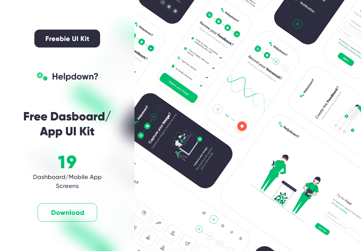 Freebie HelpDown UI Kit (ios-Dashboard)