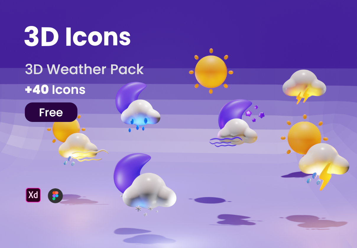 3d weather icons+40