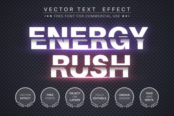 发光能源矢量AI文字效果字体样式素材 Energy ruh – editable text effect  for illustrator