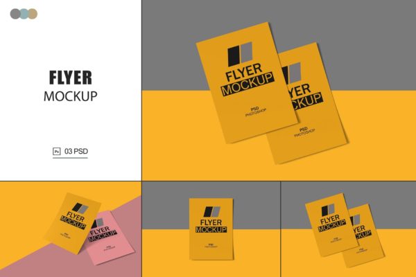 商业广告传单/卡片设计样机V.1 Flyer Mockups V.1