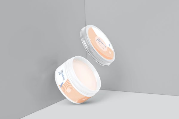 钢盖化妆品罐子包装设计样机psd模板 Steel Lid Cosmetic Jar Mockups