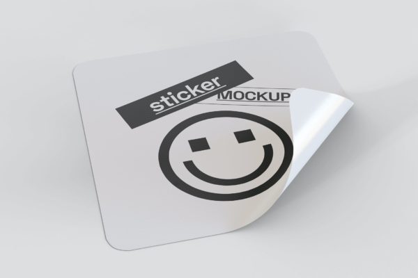 方形贴纸标签设计样机 Square Sticker Mockup