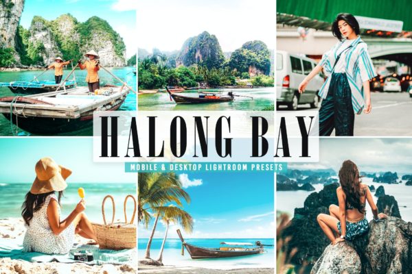 水晶蓝色调旅行摄影后期修图Lightroom预设 Halong Bay Mobile & Desktop Lightroom Presets