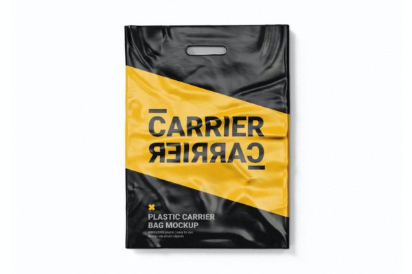 塑料手提袋包装设计样机模板 Plastic Carrier Bag Mock-Up Template