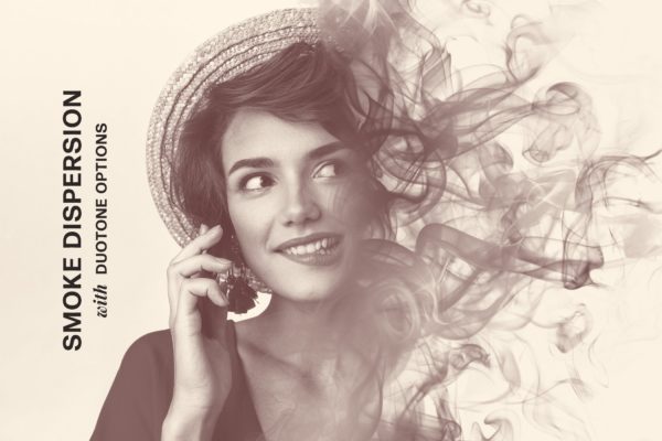 烟雾双色调扩散消散效果照片样式 Smoke Duotone Dispersion Effect
