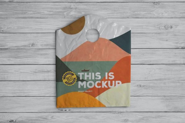塑料袋子包装设计顶视图样机 Plastic Bag Mockup